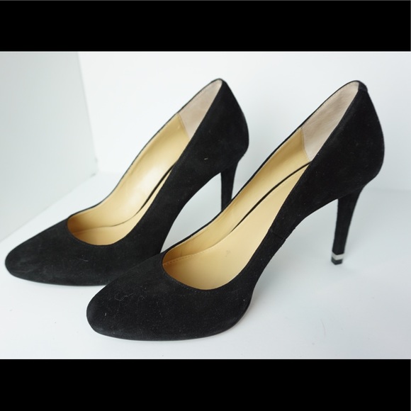 Michael Kors black velvet stilettos silver trim